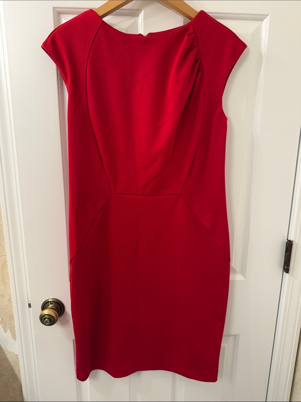 The Limited Bright Red Cap-Sleeve Midi Sheath Dress